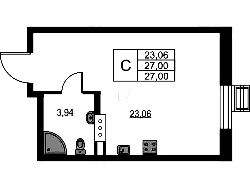 Квартира студия 27 м², 3/10 эт., ЖК «VEREN NEXT Шуваловский»